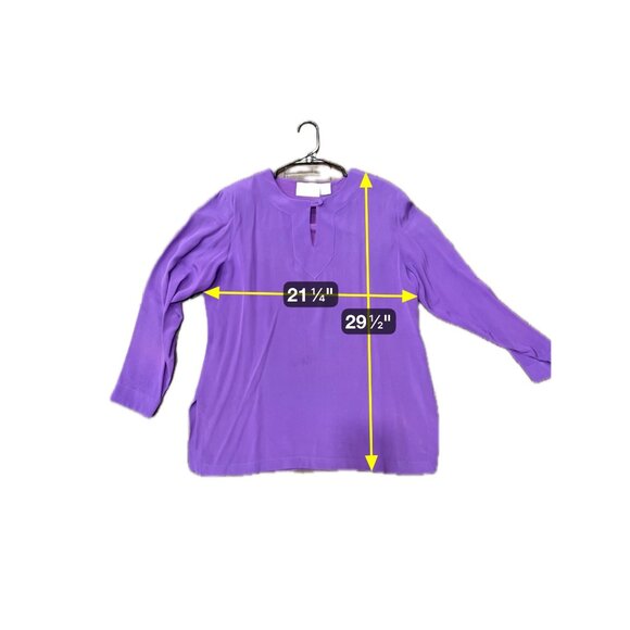 Silk Lore By Beth Terrell Long Sleeve Silk Tunic Top Purple Sz Large Popover - Picture 8 of 10
